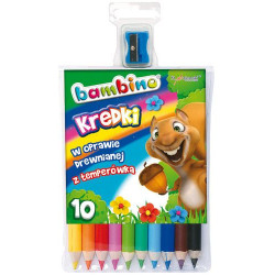 KREDKI OŁÓWKOWE BAMBINO 10 KOLORÓW Z TEMPERÓWKĄ