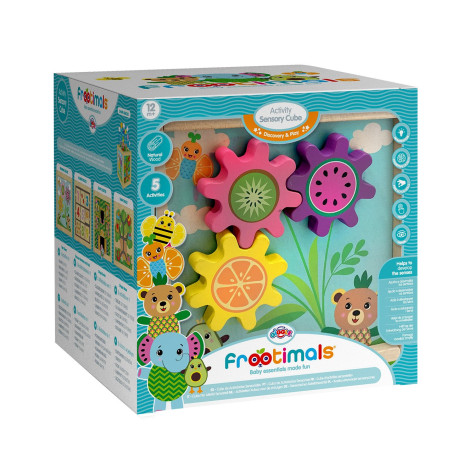 KOSTKA AKTYWNOŚCI SENSORYCZNEJ DREWNIANA FROOTIMALS 22X22X44CM Outlet