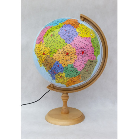 GLOBUS 320 POLSKI ADMINISTRACYJNO FIZYCZNY PODŚWIETLANY DREWNIANA STOPKA Outlet