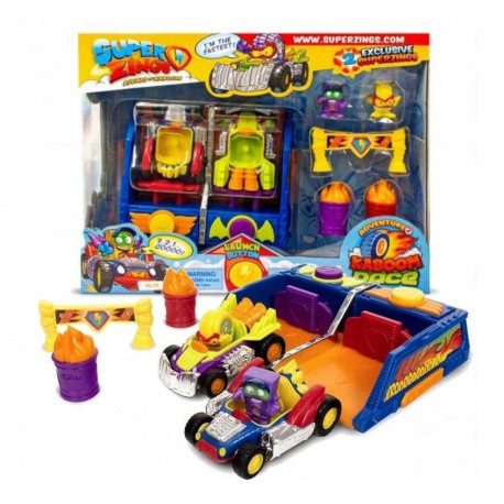 SUPER ZINGS WYŚCIGI 2 AUTKA + FIGURKI EKSKLUZYWNE Kaboom Race City OUTLET