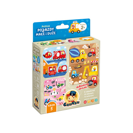 PUZZLE POJAZDY MAŁE I DUŻE CZUCZU 2+ 6 Układanek