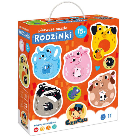 PIERWSZE PUZZLE RODZINKI CZUCZU 15m+ 11 Układanek