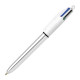 Długopis automatyczny 4-kolorowy Bic 4 Colours 0.7mm, Srebrny metaliczny