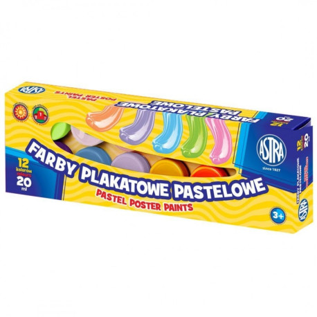 FARBY PLAKATOWE PASTELOWE 12 KOLORÓW